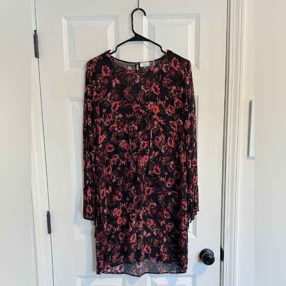 NWOT Ecru Floral Printed Silk Long Sleeve Dress size M - Picture 2 of 13